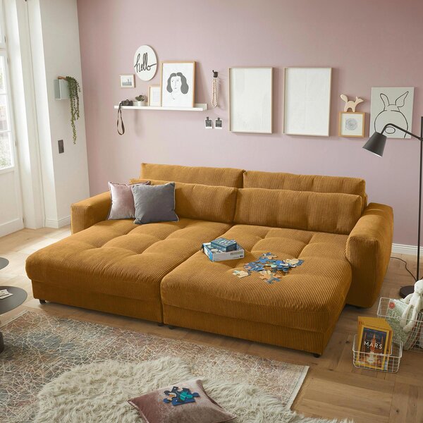 POHOVKA BIG SOFA, textil, kompozitní dřevo, žlutá MID.YOU - Pohovky, Online Only