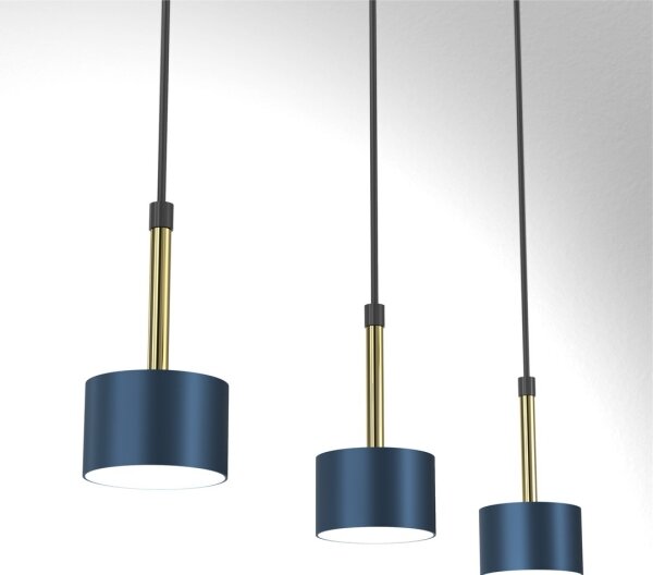 Lustr na lanku ARENA 3xGX53/11W/230V modrá/zlatá