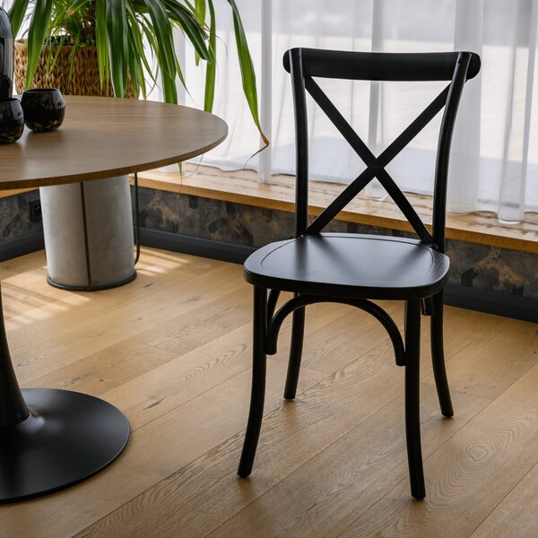 KONDELA Židle, masivní dřevo, černá, SAMILO