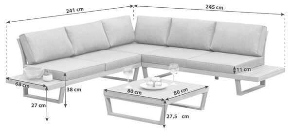 TERASOVÁ SEDACÍ SOUPRAVA 13dílné, dřevo Gardenson - Online Only zahradní nábytek, Online Only