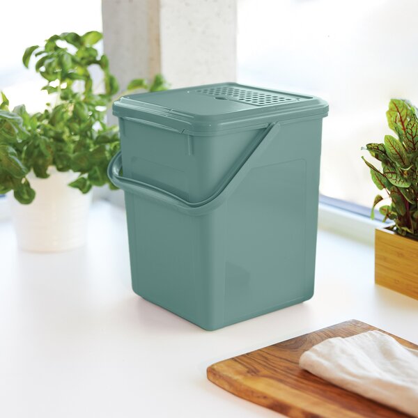 Rotho M - Odpadkový koš s FILTREM, na bio odpad, Kompostér BIO, matně zelený, 9l