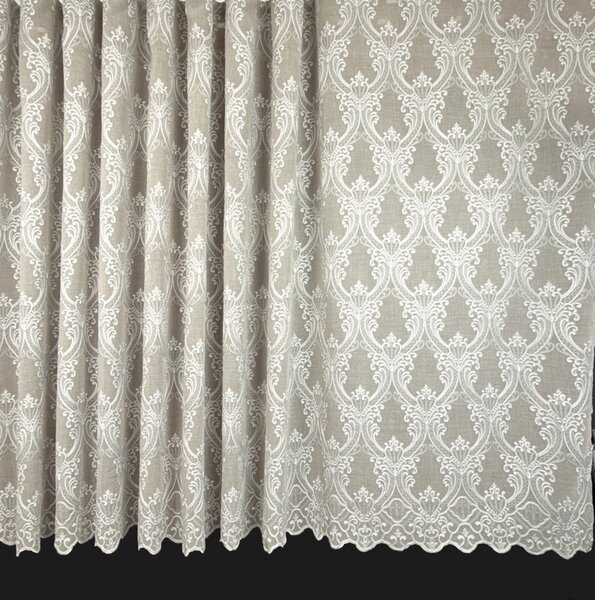 Voálová Luxusní vyšívaná záclona Versailles Cappuccino metráž Ervi 3634-18
