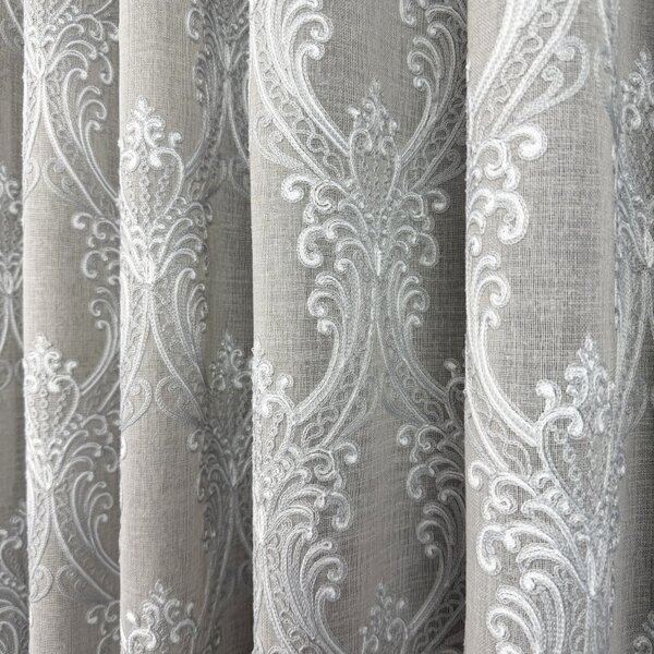 Voálová Luxusní vyšívaná záclona Versailles Cappuccino metráž Ervi 3634-18