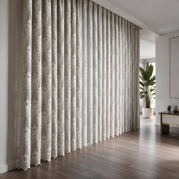Voálová Luxusní vyšívaná záclona Versailles Cappuccino metráž Ervi 3634-18