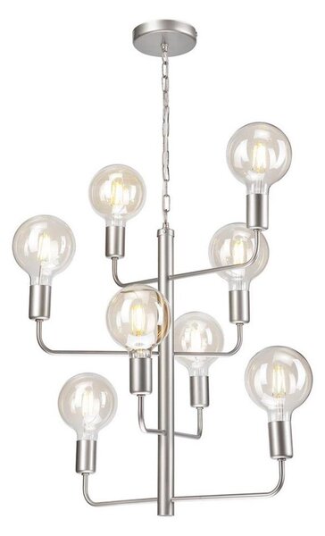 Lustr na řetězu ORLANDO 8xE27/60W/230V stříbrná