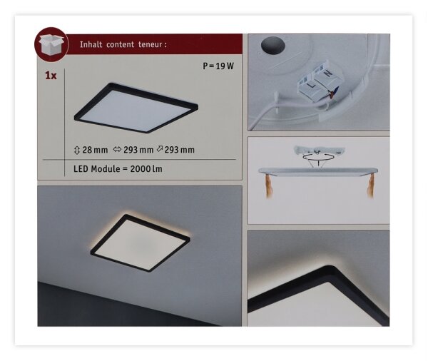 Paulmann 71001 - LED/16W Přisazený panel ATRIA 230V 3000K černá