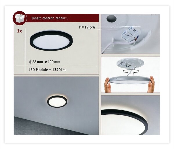 Paulmann 70997 - LED/11,2W Přisazený panel ATRIA 230V 3000K černá