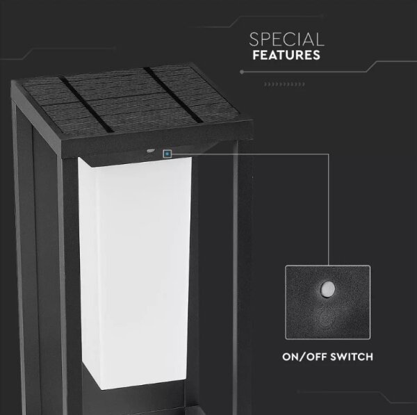 LED Solární nástěnné svítidlo se senzorem SAMSUNG CHIP LED/2W/3,7V IP65 2600 mAh