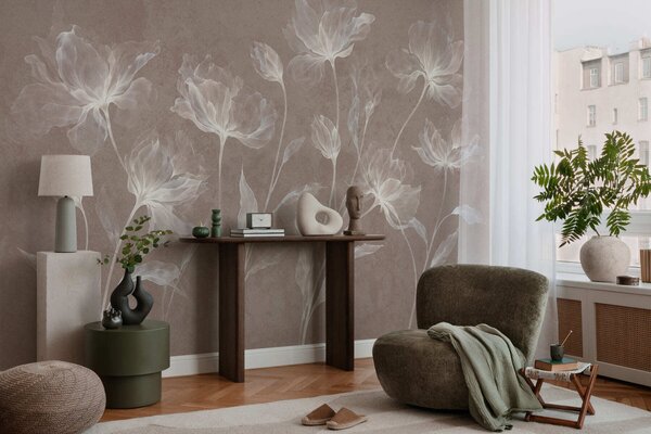 Fototapety Elegantní vzdušné květy s průsvitnými vrstvenými okvětními lístky na dlouhých jemných stoncích, Fototapety květiny, w05579v3 : uwalls.cz