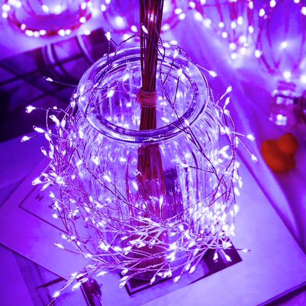 Vánoční LED nano řetěz, fialová, 2m, 200 LED