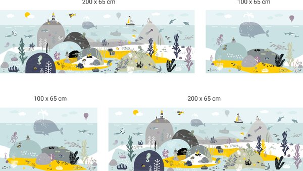 FUGU Tapeta za postel - Pod mořem Yellow Varianta ochrany zdi: Delší strana postele 200x65 cm