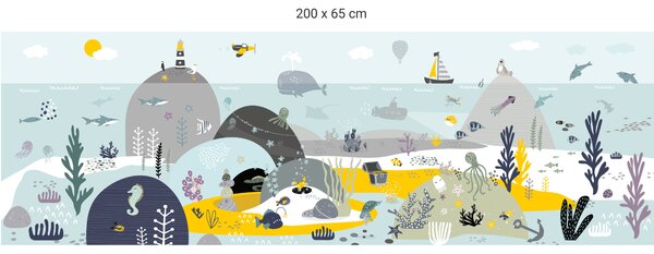 FUGU Tapeta za postel - Pod mořem Yellow Varianta ochrany zdi: Delší strana postele 200x65 cm