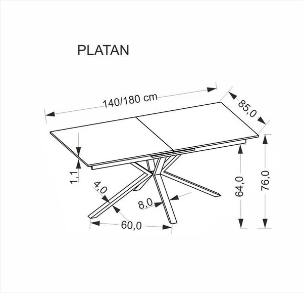Jídelní stůl (pro 8 osob) Platon (bílý mramor + černá)