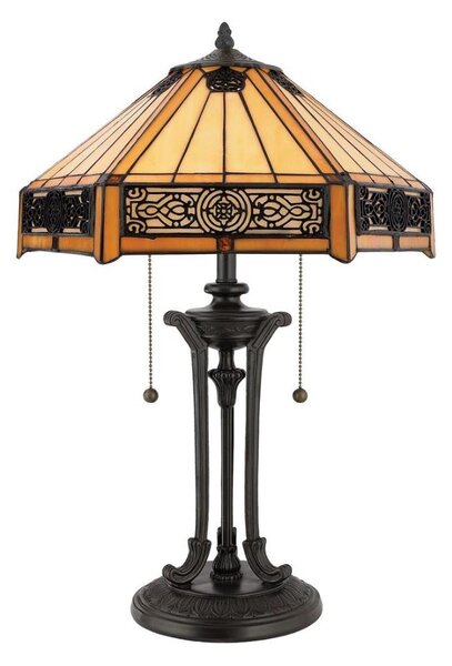 Elstead QZ-INDUS-TL - Stolní lampa INDUS 2xE27/60W/230V jantarové sklo