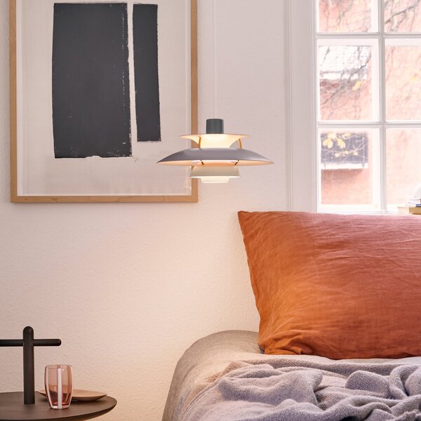 Závěsná svítidlo Louis Poulsen, PH 5 Mini, stmívatelné, Šedá, Obývací pokoj, Kov, Design