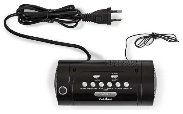 Nedis CLAR005BK - Radiobudík s LED displejem a projektorem 230V