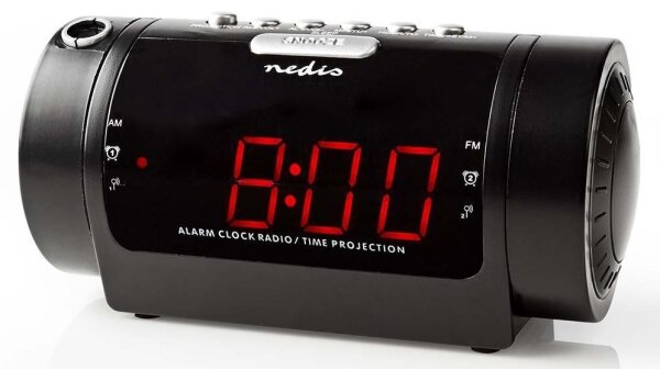 Nedis CLAR005BK - Radiobudík s LED displejem a projektorem 230V