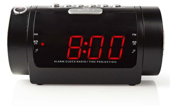 Nedis CLAR005BK - Radiobudík s LED displejem a projektorem 230V