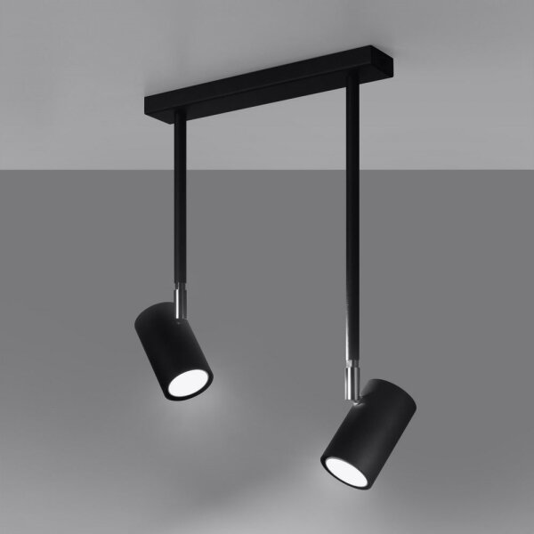Sollux SL.1075 - Lustr na tyči NORANO 2xGU10/40W/230V černá