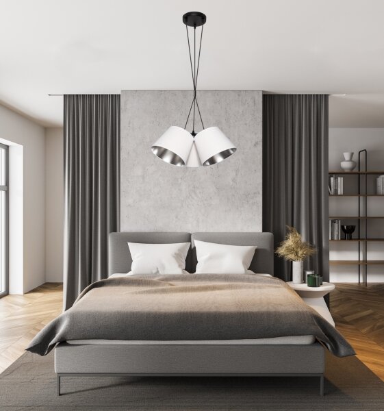 Lustr na lanku ZOMA 3xE27/60W/260V bílá/lesklý chrom