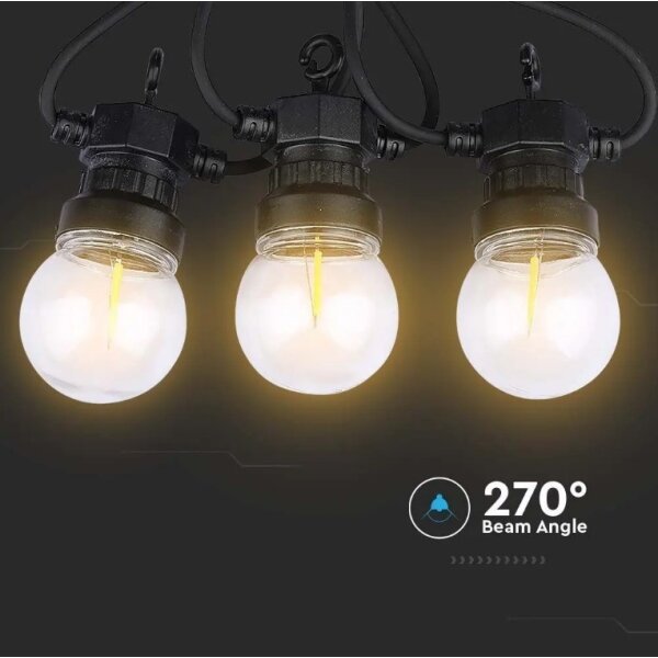 LED Venkovní řetěz STRING 5m 10xLED/0,4W/24/230V 3000K IP44