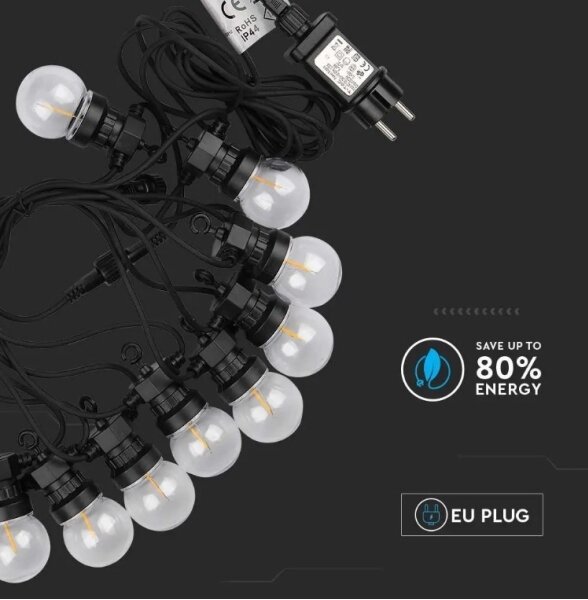 LED Venkovní řetěz STRING 5m 10xLED/0,4W/24/230V 3000K IP44