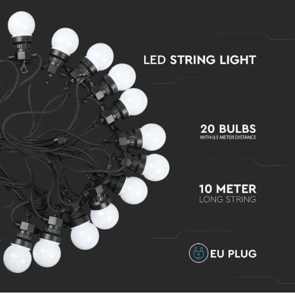 LED Venkovní řetěz STRING 10m 20xLED/0,5W/24/230V 3000K IP44