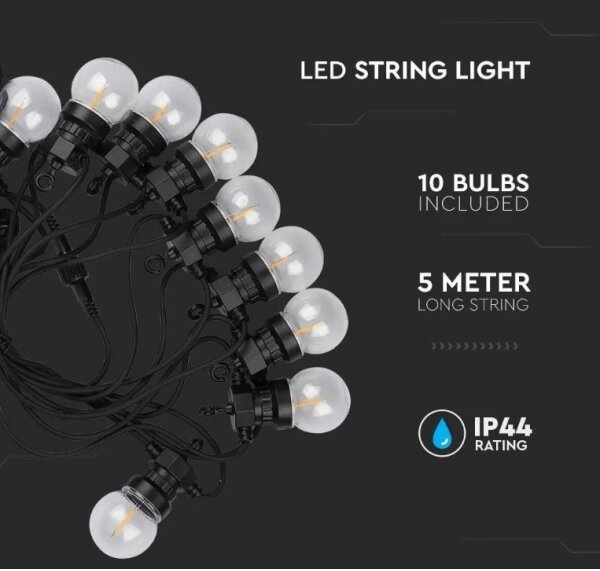 LED Venkovní řetěz STRING 5m 10xLED/0,4W/24/230V 3000K IP44