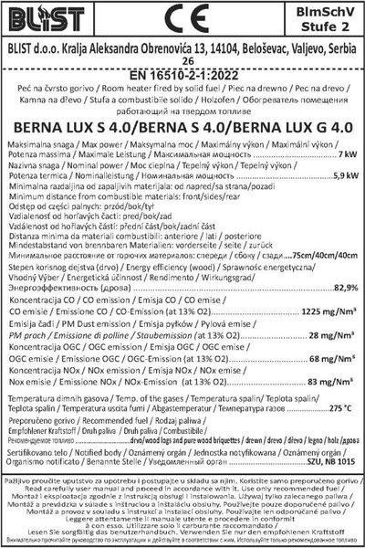 Krbová kamna Blist BERNA LUX G - béžová
