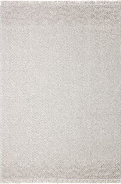 Kusový koberec vlněný Agnella Noble Poco Geometrický šedý s třásněmi Rozměr: 80x160 cm