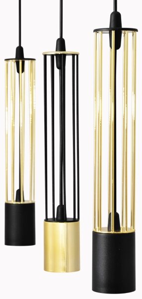 LED Lustr na lanku BARS 3xGU10/4,8W/230V černá/zlatá