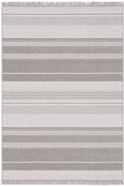 Kusový koberec vlněný Agnella Noble Panama Pruhy světle šedý s třásněmi Rozměr: 160x230 cm
