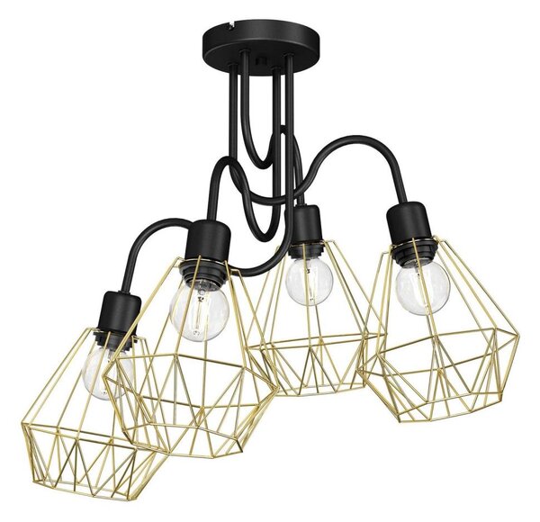 Přisazený lustr BERGEN 4xE27/60W/230V černá/zlatá