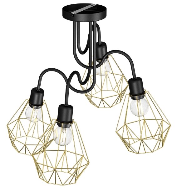 Přisazený lustr BERGEN 4xE27/60W/230V černá/zlatá