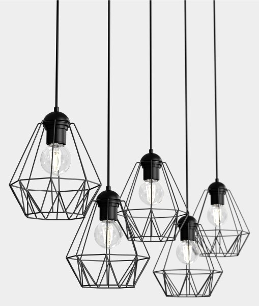 Lustr na lanku BERGEN 5xE27/60W/230V černá
