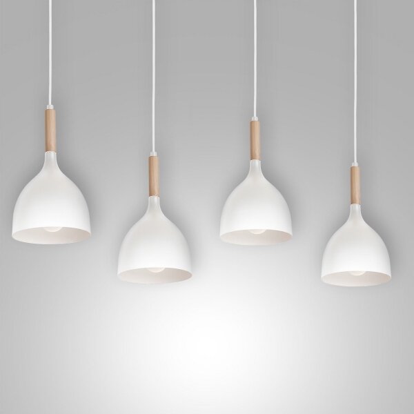 Lustr na lanku NOAK WOOD 4xE27/15W/230V bílá/buk