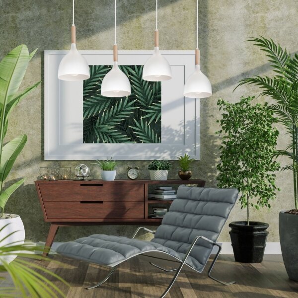 Lustr na lanku NOAK WOOD 4xE27/15W/230V bílá/buk