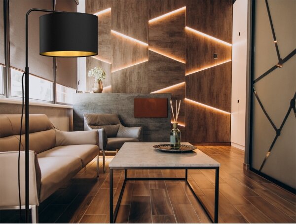Stojací lampa ARDEN 1xE27/60W/230V černá/zlatá