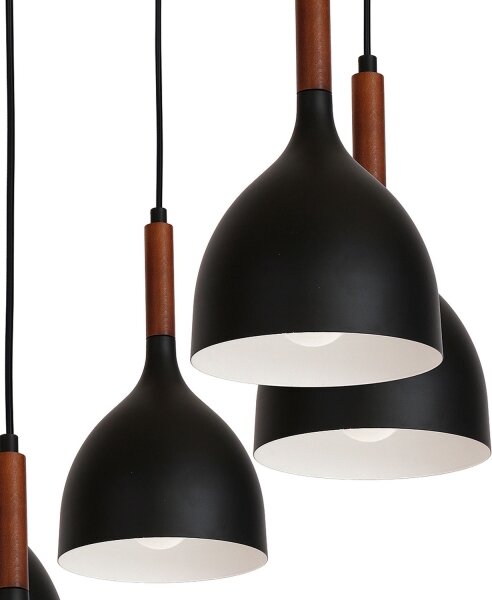 Lustr na lanku NOAK WOOD 5xE27/15W/230V černá/buk