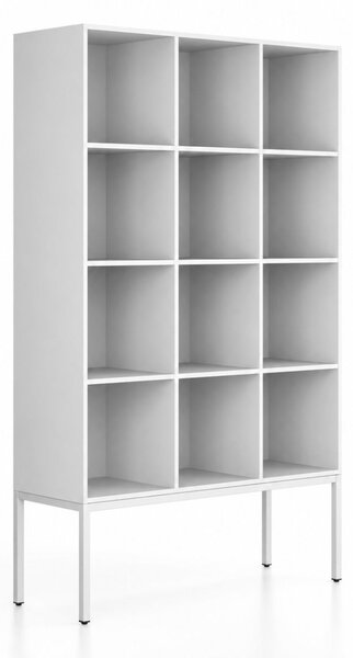 Regál FRAME, s bílou podnoží, 1299 x 450 x 2185 mm, bílá