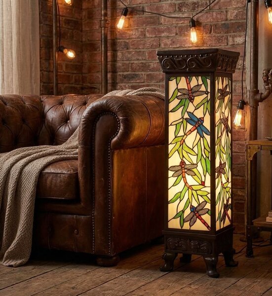 Stolní lampa světelný sloup Tiffany Dragonfly - 26*26*71 cm E27/max 1*100W - Clayre & Eef