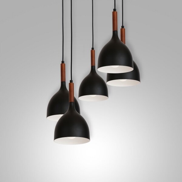 Lustr na lanku NOAK WOOD 5xE27/15W/230V černá/buk