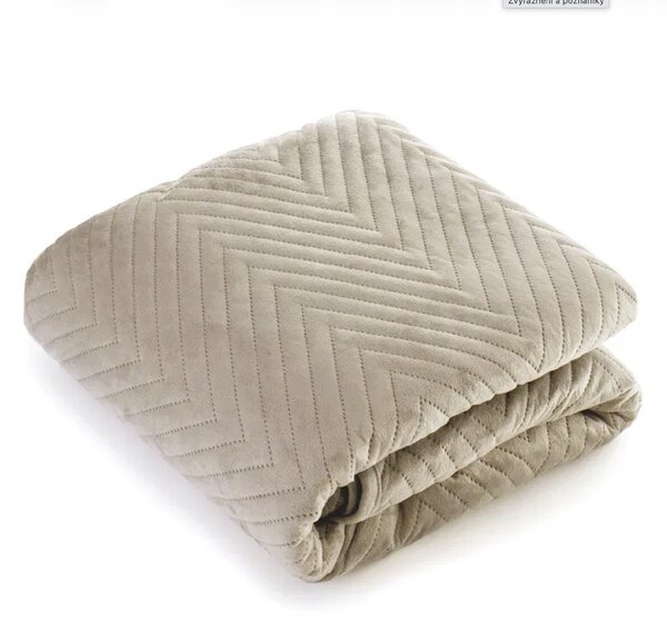 Béžový sametový přehoz na postel ARROW VELVET Rozměr: 200 x 220 cm