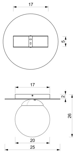 Stropní svítidlo PLATO 1xE14/40W/230V pr. 25 cm