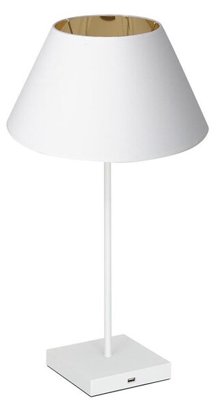 Stolní lampa s USB konektorem 1xE27/60W/230V bílá