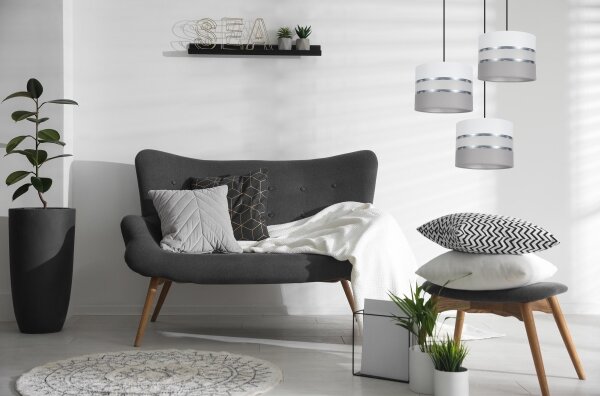 Lustr na lanku CORAL 3xE27/60W/230V bílá/šedá