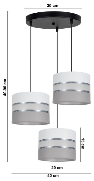 Lustr na lanku CORAL 3xE27/60W/230V bílá/šedá