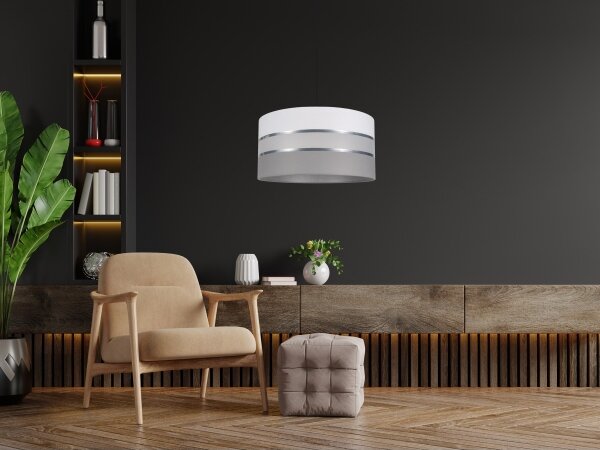 Lustr na lanku CORAL 1xE27/60W/230V pr. 40 cm bílá/šedá