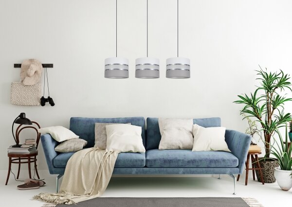 Lustr na lanku CORAL 3xE27/60W/230V bílá/šedá