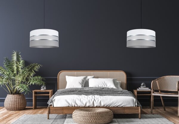 Lustr na lanku CORAL 1xE27/60W/230V pr. 40 cm bílá/šedá